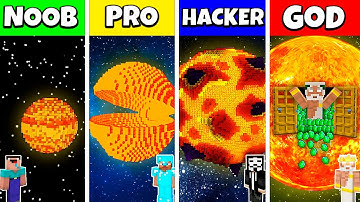 Minecraft Battle: NOOB vs PRO vs HACKER vs GOD: INSIDE SUN PLANET HOUSE BUILD CHALLENGE / Animation
