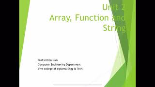 unit 2- Array, function and string