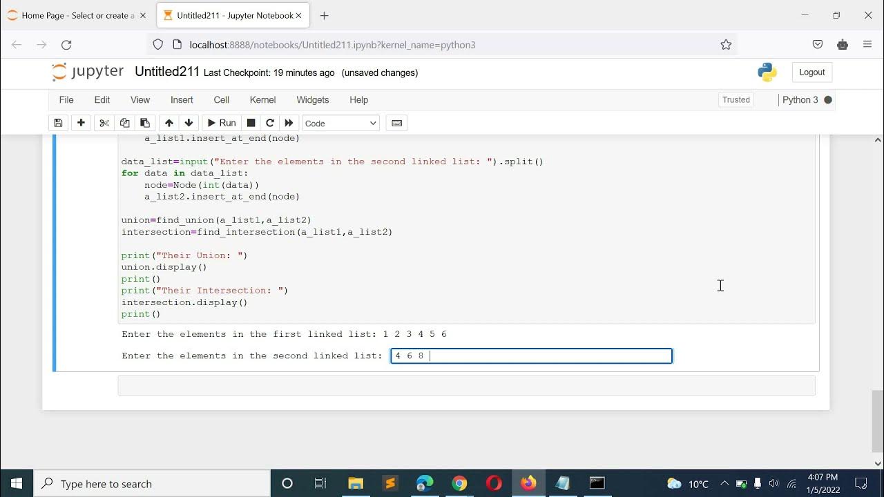 Python Program to Find Intersection & Union of 2 Linked Lists - YouTube