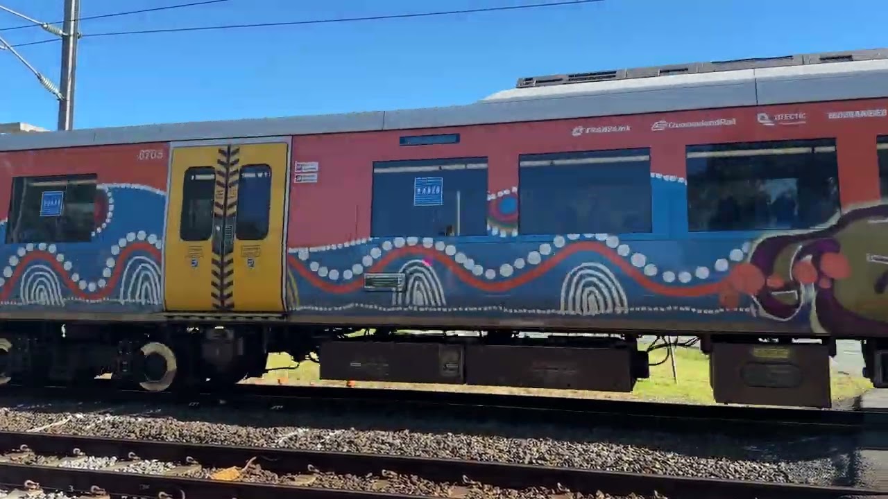 Queensland rails NGR703 works DP63 North past holmview rd on a Brisbane airport service 13/6/25