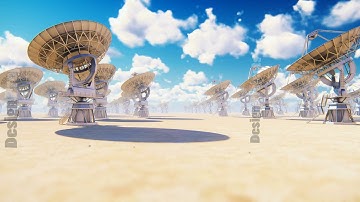 Large Array Radio Telescope. Time-lapse of a radio telescope in desert at sunny day.