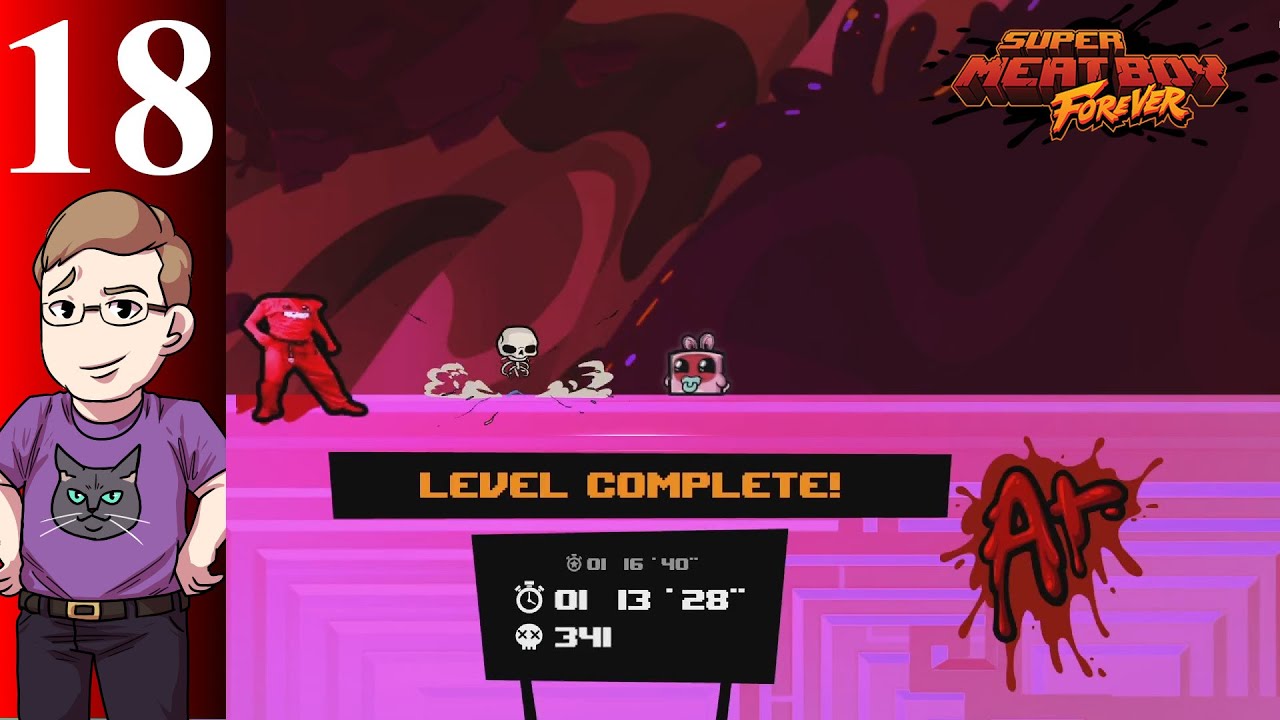 Let's Play Super Meat Boy Forever (Blind) Part 18 - The Other Side Dark World Level 3 IS AWFUL