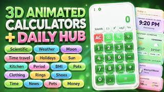 JellyCalc All-in-One Hub: 3D animated everyday/scientific tools with jelly tactile and visual feel