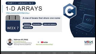 W7L2: 1D Arrays in C | Concepts, Initialisation, Storing, Processing and Analysing Data