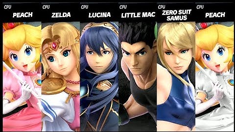 Peach VS Zelda VS Lucina VS Little Mac VS Zero Suit Samus VS Peach LV 9 Super Smash Bros Ultimate