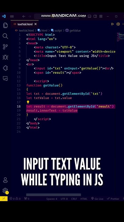 😃😃 Get Input Text Value While Typing in Textbox using JS ES6 #shorts # ...