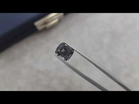 Cushion cut steel gray spinel from Burma 3.06 ct Video  № 2