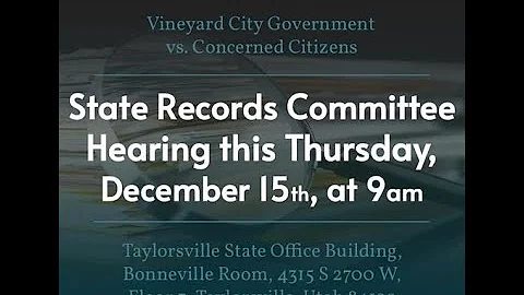 Vineyard City and LRS - State Records Hearing on G...