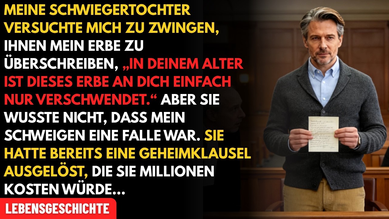 Ich sollte an diesem Morgen nur unterschreiben – stattdessen hielt ich den Atem an. Im Notariat roch es nach Leder und Zitronenpolitur, als meine Schwiegertochter Klara mir einen Stapel Dokumente...