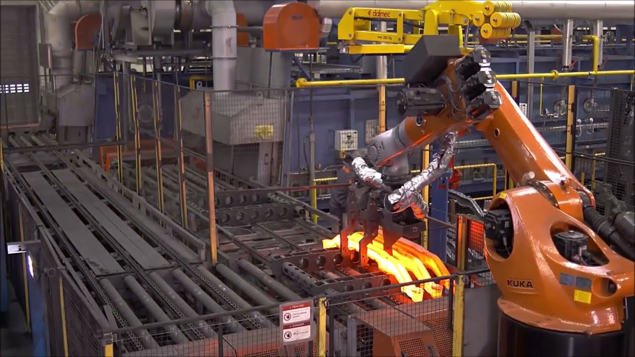 Mass Production of Axle Shafts & Beams ( Robots Make Auto Parts)