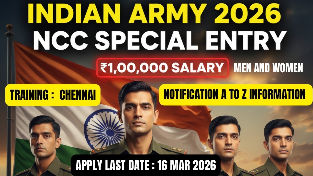 இந்திய இராணுவம் NCC Special Entry 2026 🔥 Direct Officer Job | No Exam | Salary ₹1,00,000 | Tamil 