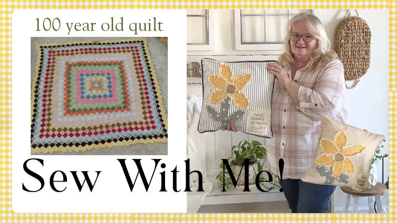 E8: Свободный стиль шитья. Самодельные весенние наволочки ~ Лоскутное одеяло, которому 100 лет.