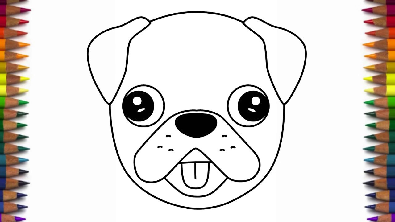 How to draw a cute dog emoji pug quick and easy step by step - YouTube