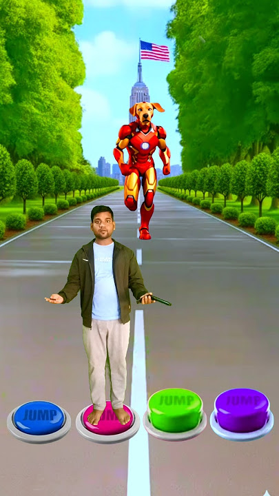 I Jump on colours button to Super hero Cat, Dog, Elephant & Alien #funny #shorts #youtubeshorts