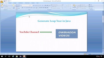 HOW TO GENERATE LEAP YEAR IN JAVA FOR A GIVEN PERIOD