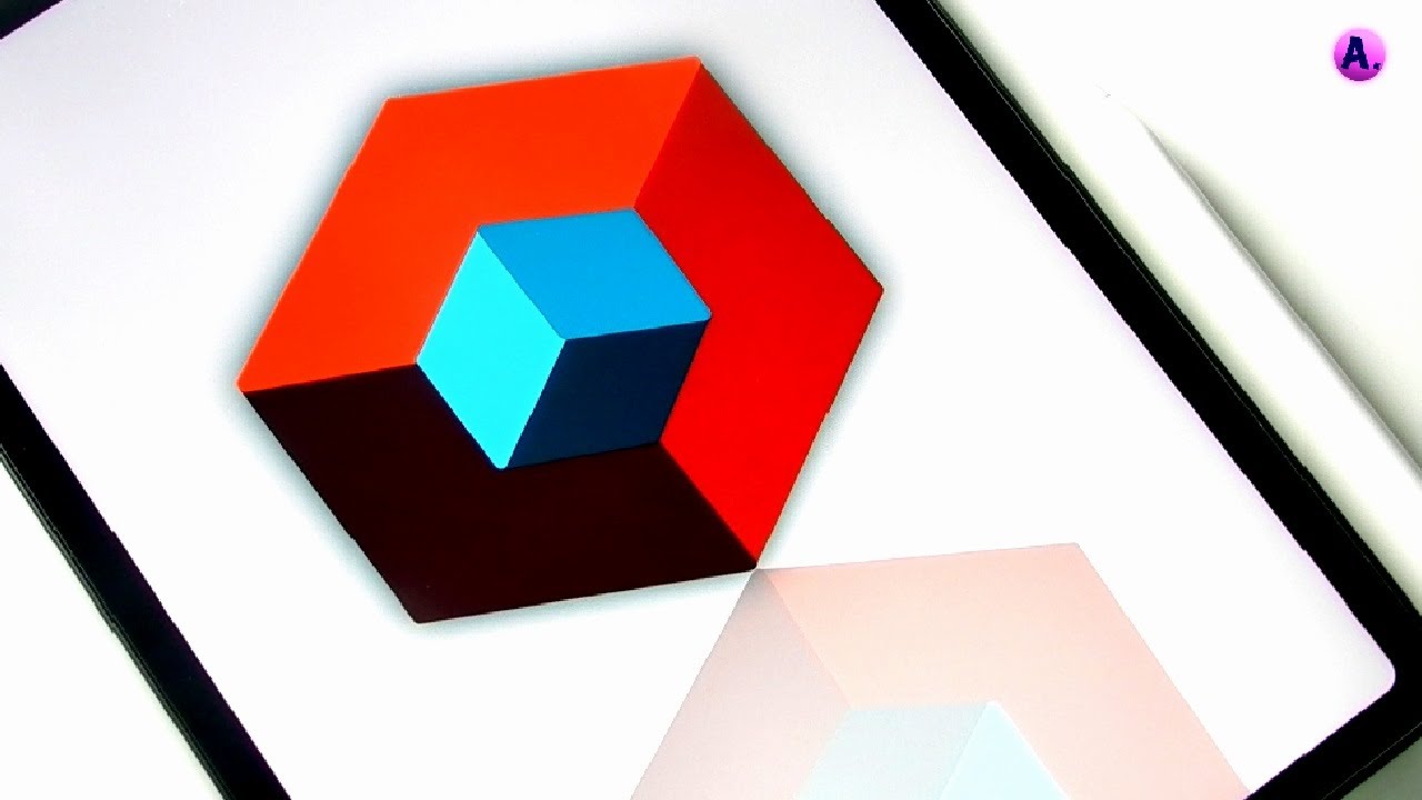 Very Easy!! Draw Impossible Cube In Procreate | 3D illusion Cube ...