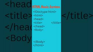 HTML Basic Syntax | HTML Basics #html #html5 #htmltutorial #shorts #shortsbeta #shortsfeed