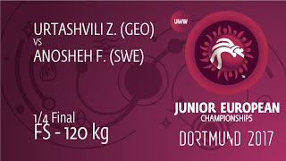 1/4 FS - 120 kg: Z. URTASHVILI (GEO) df. F. ANOSHEH (SWE) by TF, 12-2