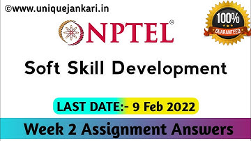 Soft Skill Development NPTEL Assignment 2 Answers 2022 || Unique Jankari