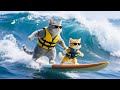 Mama Cat Takes the Whole Family to the Beach to Celebrate Kitten’s High Score 🐱