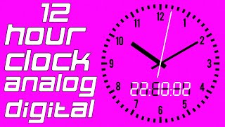 12h Hour Clock Analog+Digital 12-24  White Black Purple 4K ( afternoon midnight )