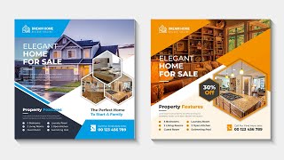 Adobe Illustrator - creative real estate social media post template