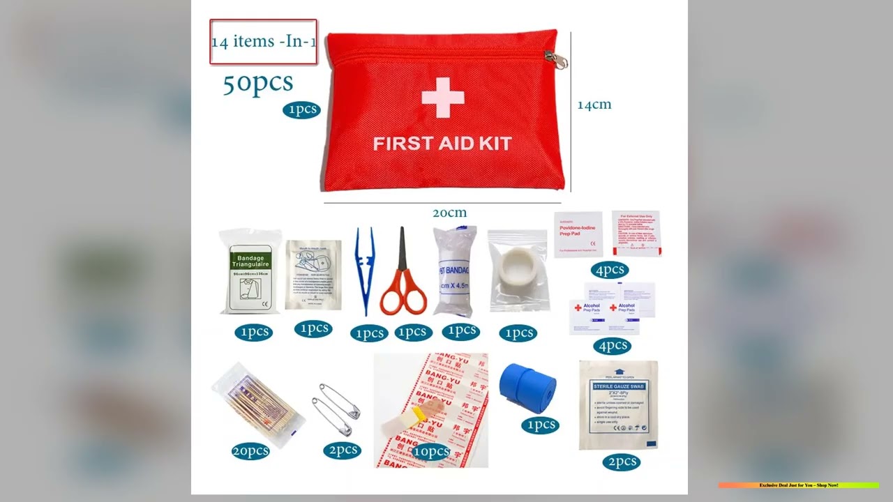 50pcs Set Portable First Aid Kit Red Car Emergency Kit Accessories For Home Family Travel Outdoor