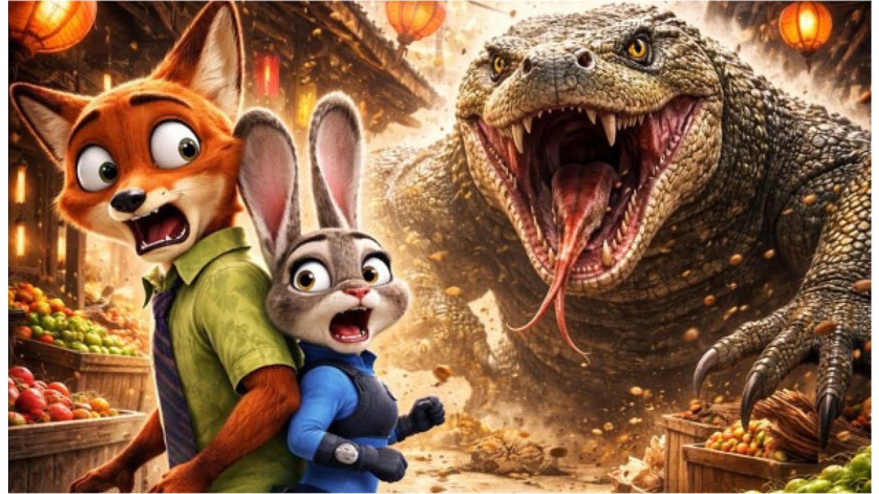 Giant Komodo Dragon Attacks the Old Market – Fox & Rabbit’s Most Dangerous Fight