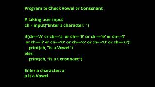 Program to Check Vowel or Consonant || python programming || python with music