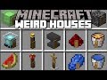 Minecraft WEIRD HOUSE MOD / SPAWN STRANGE HOUSES WITH BLOCKS!! Minecraft