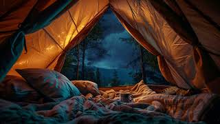Nature's Lullaby - Rainy Tent Night with Sleeping Cat