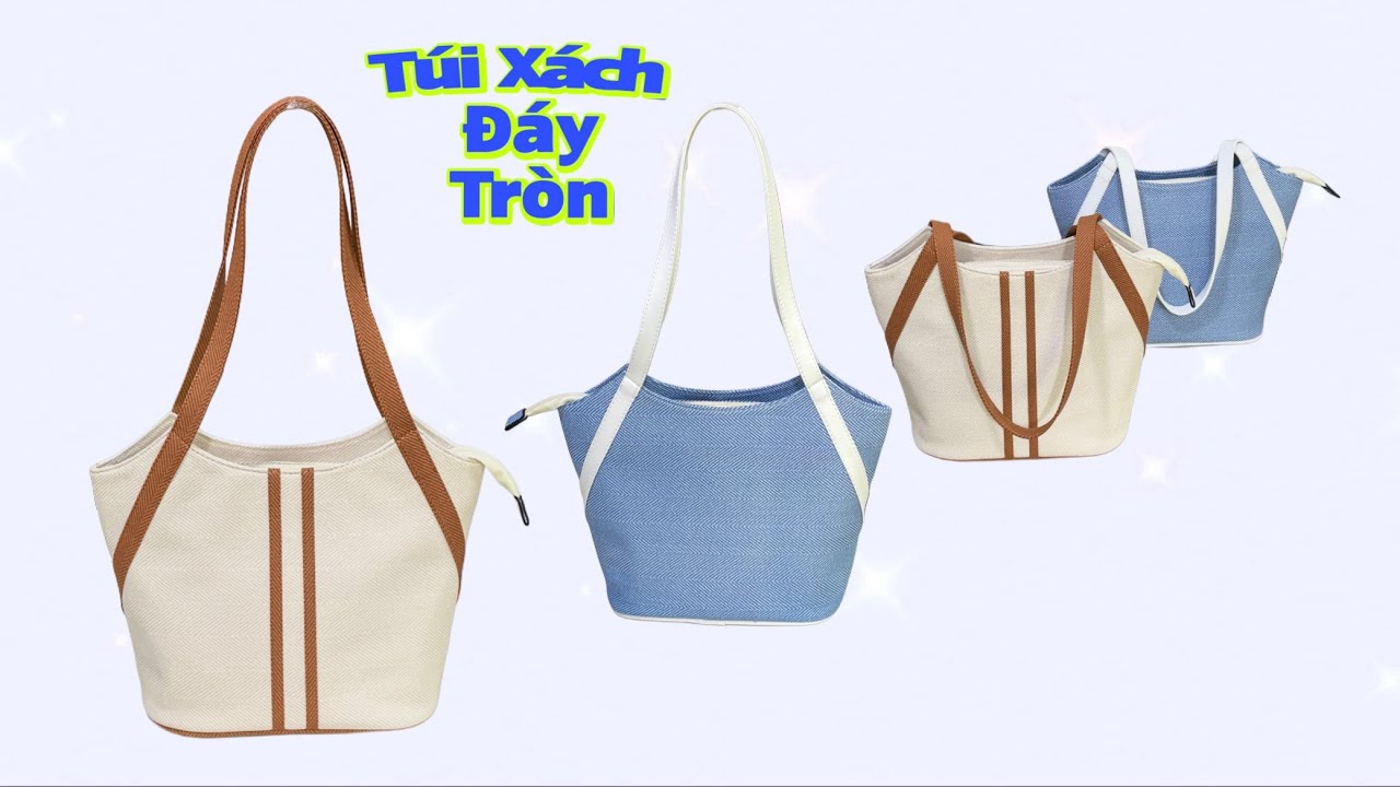 chia sẻ cách đo kích thước và cắt may chiếc túi xách đáy tròn phối màu tuyệt đẹp 