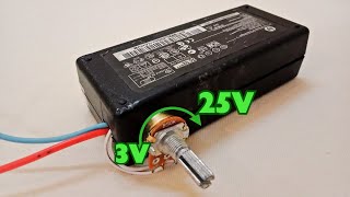 Turning a Fixed Voltage Adapter into a Variable Output Power Supply (3v25v)  #diy #variablepower