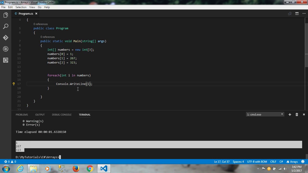06 Arrays in C# in VS Code - YouTube