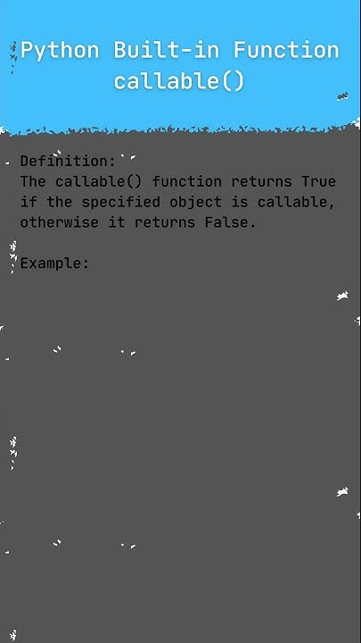Python Built-in Function callable() - YouTube
