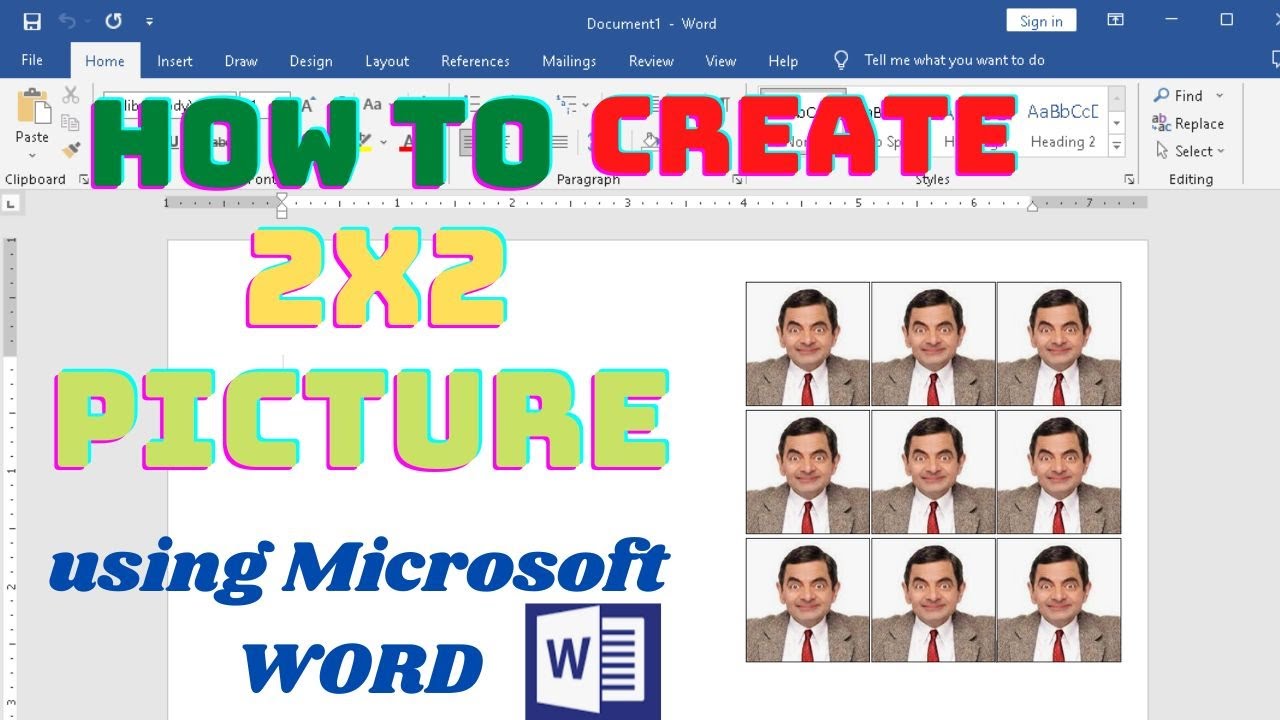 How To Create 2x2 Picture In Word Easy Step By Step Tutorial Youtube