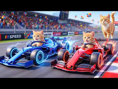 Mama Cat Buys Grand Prix F1 Race Cars to Reward Her Clever Ginger Kittens! 🏎️⚡❤️