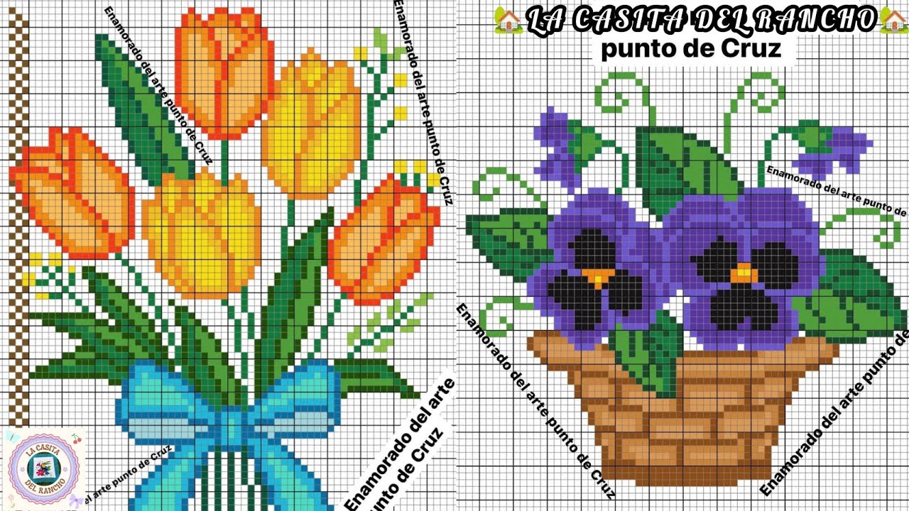 💗💐🪡14 DIFERENTES GRÁFICOS PARA BORDAR PUNTO DE CRUZ🪡💐💗