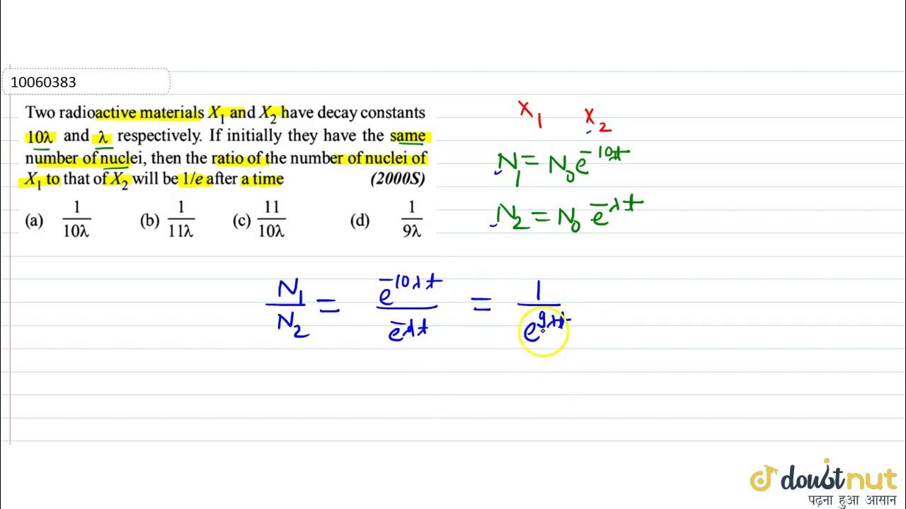 Two radioactive `X_(1)` and `X_(2)` have decay constants `10 lambda