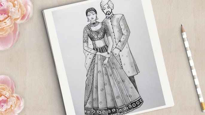 How to Draw Traditional Romantic Couple Very Easy