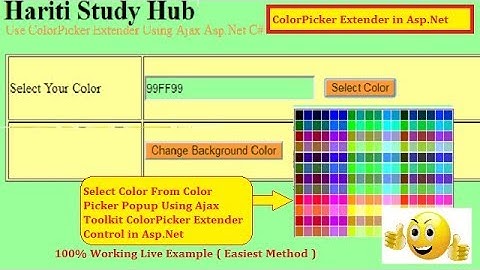 ColorPicker Extender Control Using Ajax Toolkit in Asp.Net C# | Hindi | Free Online Learning Classes