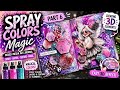 PART 6 💥 Spray Color Backgrounds + 3D Elements ✂️ | No talking | Relaxing art process