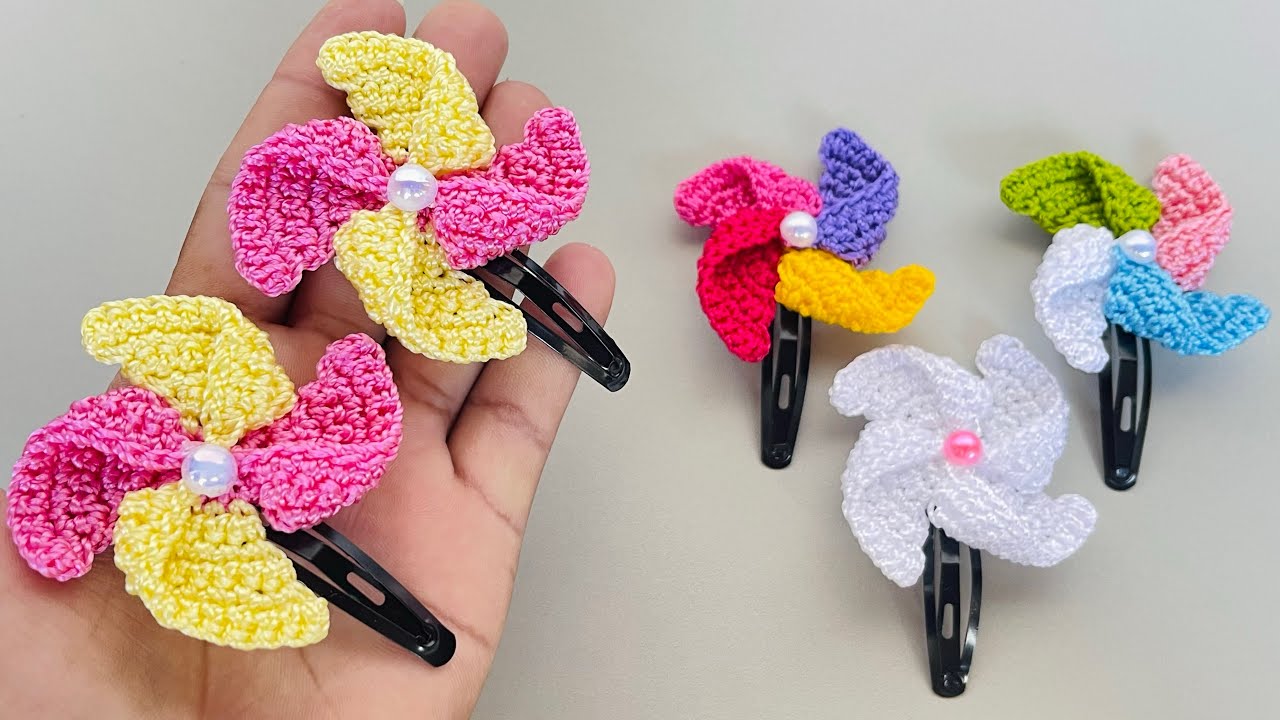 Prendedor de cabelo em crochê rápido e fácil