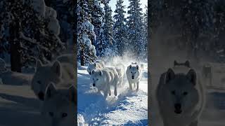 The white Wolf 🐺 running through a snowy #wildlife #strength #viral #struggle #strong #viralposts