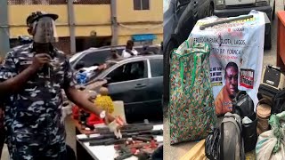 LAGOS POLICE COMMISSIONER DISPLAYS CHARMS AND OTHER ITEMS RECOVERED FROM LAGOS YORUBA NATION RALLY