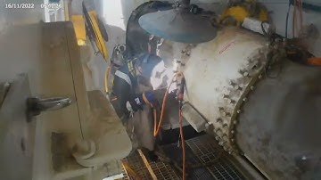 Hyperbaric dry-welding habitat repair, 25 metres below sea-level. Mediterranean, 2022/23