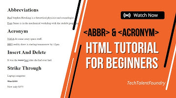 Abbreviations & Acronyms tag in HTML | HTML Tutorial for Beginners