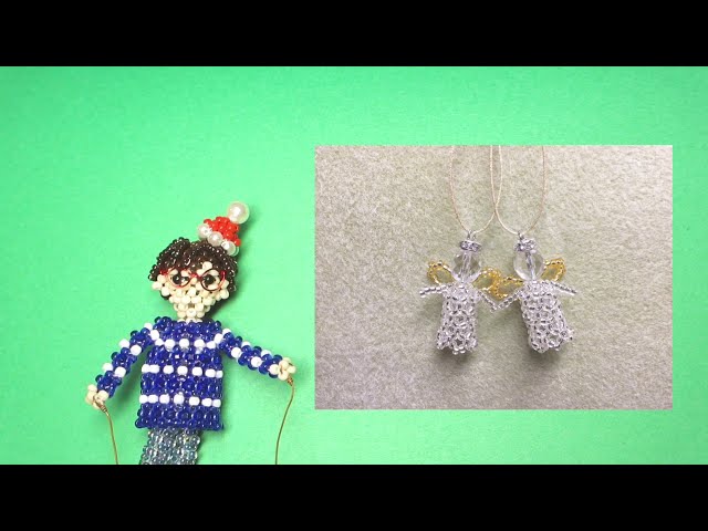 15 【tutorial】 beaded Christmas ornament of angel 【ハンドメイド