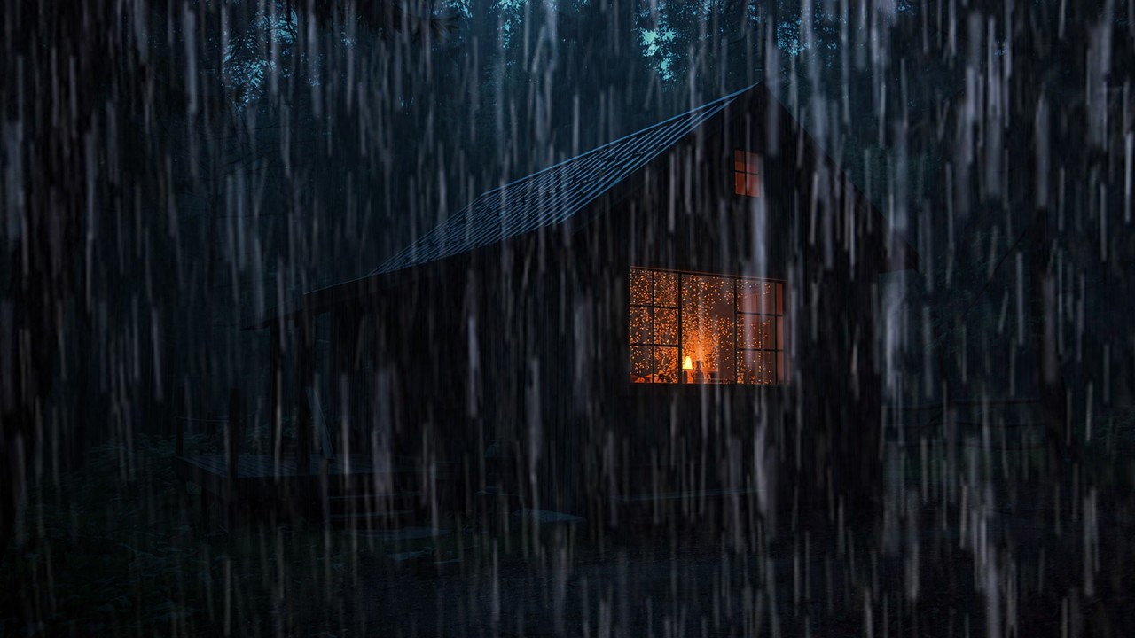 Heavy Rain Ambience at a Cozy Forest Cabin to Help You Sleep Deeply All Night