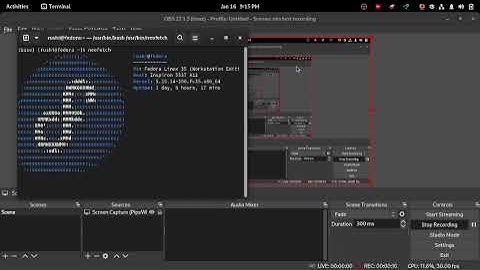 OBS Screen recording test on Fedora 35